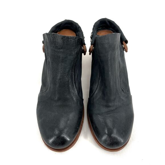 A.S.98 Black Leather Mules Silver Studded Heeled Shoes Boho Cottage EU Size 36 - Picture 8 of 15